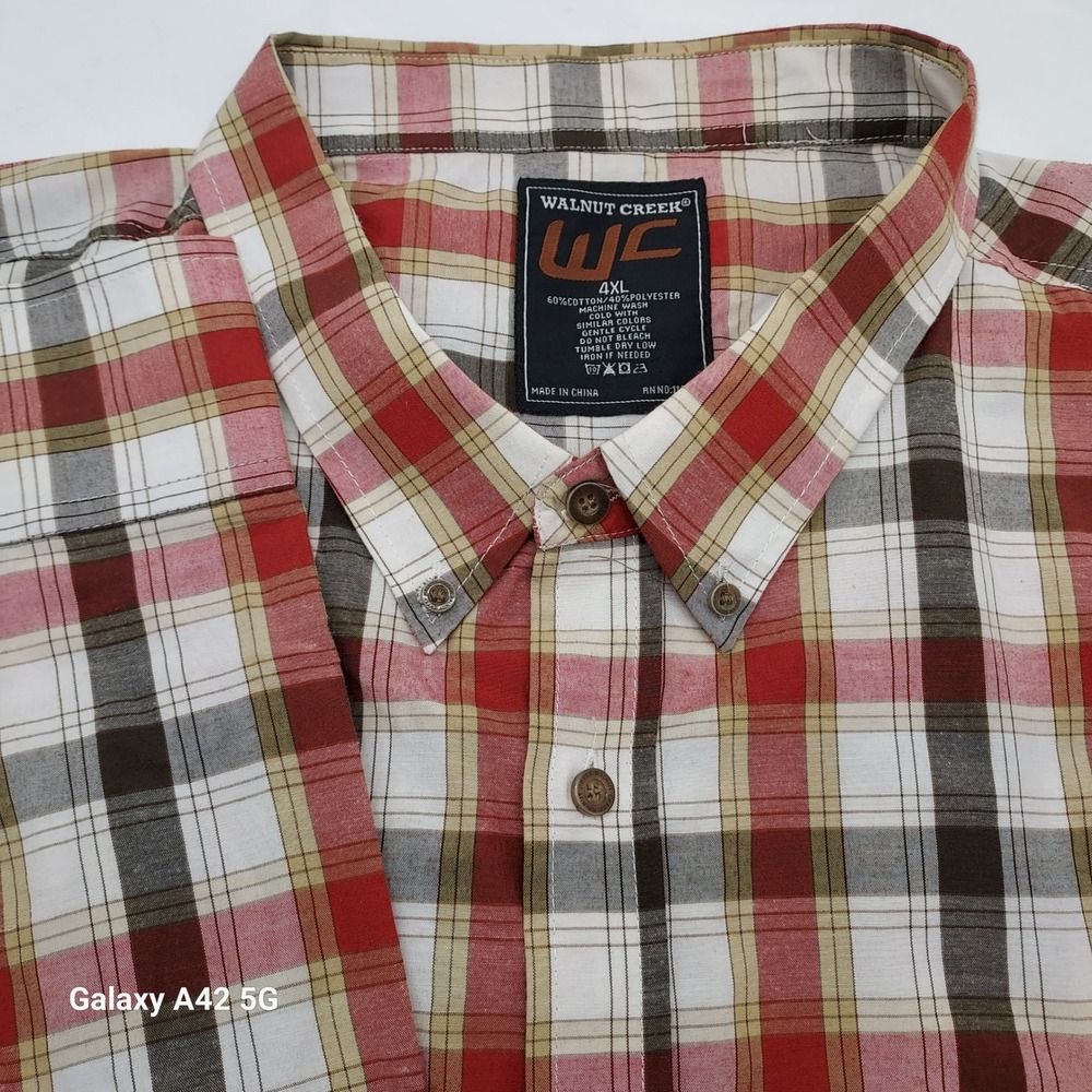 Walnut Creek Mens 4XL Plaid Button Down Shirt Short Sleeve Casual